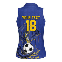 Custom Bosnia and Herzegovina Football 2026 Women Sleeveless Polo Shirt Blue Dragon National Pride