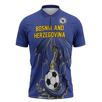 Custom Bosnia and Herzegovina Football 2026 Zipper Polo Shirt Blue Dragon National Pride