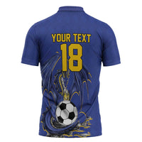 Custom Bosnia and Herzegovina Football 2026 Zipper Polo Shirt Blue Dragon National Pride