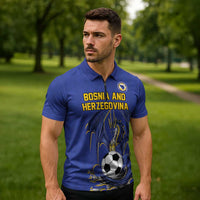 Custom Bosnia and Herzegovina Football 2026 Zipper Polo Shirt Blue Dragon National Pride