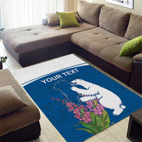 Personalized Greenland National Day Area Rug Polar Bear With Dwarf Fireweed