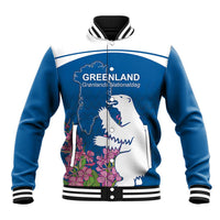 Personalized Greenland National Day Baseball Jacket Polar Bear With Dwarf Fireweed