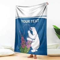 Personalized Greenland National Day Blanket Polar Bear With Dwarf Fireweed