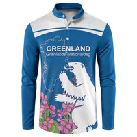 Personalized Greenland National Day Button Sweatshirt Polar Bear With Dwarf Fireweed