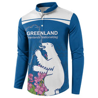 Personalized Greenland National Day Button Sweatshirt Polar Bear With Dwarf Fireweed