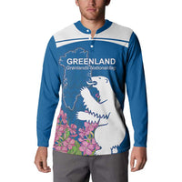 Personalized Greenland National Day Button Sweatshirt Polar Bear With Dwarf Fireweed