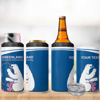 Personalized Greenland National Day 4 in 1 Can Cooler Tumbler Polar Bear With Dwarf Fireweed