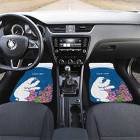 Personalized Greenland National Day Car Mats Polar Bear With Dwarf Fireweed