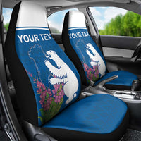 Personalized Greenland National Day Car Seat Cover Polar Bear With Dwarf Fireweed
