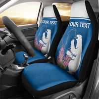 Personalized Greenland National Day Car Seat Cover Polar Bear With Dwarf Fireweed