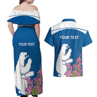 Personalized Greenland National Day Couples Matching Off Shoulder Maxi Dress and Hawaiian Shirt Polar Bear With Dwarf Fireweed
