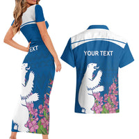 Personalized Greenland National Day Couples Matching Short Sleeve Bodycon Dress and Hawaiian Shirt Polar Bear With Dwarf Fireweed