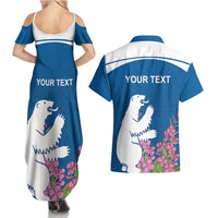 Personalized Greenland National Day Couples Matching Summer Maxi Dress and Hawaiian Shirt Polar Bear With Dwarf Fireweed