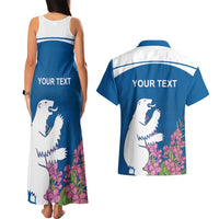 Personalized Greenland National Day Couples Matching Tank Maxi Dress and Hawaiian Shirt Polar Bear With Dwarf Fireweed