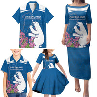 Personalized Greenland National Day Family Matching Puletasi and Hawaiian Shirt Polar Bear With Dwarf Fireweed