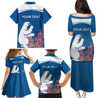 Personalized Greenland National Day Family Matching Puletasi and Hawaiian Shirt Polar Bear With Dwarf Fireweed