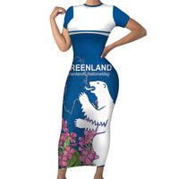 Personalized Greenland National Day Family Matching Short Sleeve Bodycon Dress and Hawaiian Shirt Polar Bear With Dwarf Fireweed