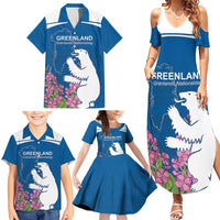 Personalized Greenland National Day Family Matching Summer Maxi Dress and Hawaiian Shirt Polar Bear With Dwarf Fireweed