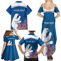 Personalized Greenland National Day Family Matching Summer Maxi Dress and Hawaiian Shirt Polar Bear With Dwarf Fireweed
