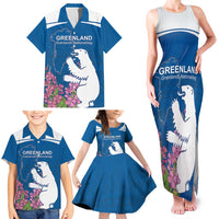Personalized Greenland National Day Family Matching Tank Maxi Dress and Hawaiian Shirt Polar Bear With Dwarf Fireweed