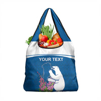 Personalized Greenland National Day Grocery Bag Polar Bear With Dwarf Fireweed
