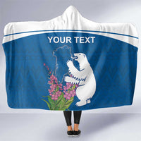 Personalized Greenland National Day Hooded Blanket Polar Bear With Dwarf Fireweed