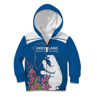 Personalized Greenland National Day Kid Hoodie Polar Bear With Dwarf Fireweed