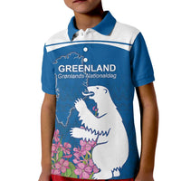 Personalized Greenland National Day Kid Polo Shirt Polar Bear With Dwarf Fireweed