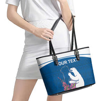 Personalized Greenland National Day Leather Tote Bag Polar Bear With Dwarf Fireweed