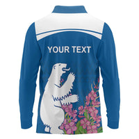 Personalized Greenland National Day Long Sleeve Polo Shirt Polar Bear With Dwarf Fireweed