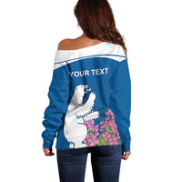 Personalized Greenland National Day Off Shoulder Sweater Polar Bear With Dwarf Fireweed