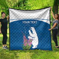 Personalized Greenland National Day Quilt Polar Bear With Dwarf Fireweed