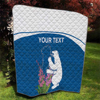 Personalized Greenland National Day Quilt Polar Bear With Dwarf Fireweed