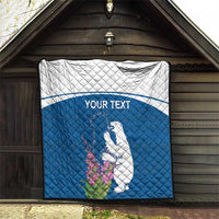 Personalized Greenland National Day Quilt Polar Bear With Dwarf Fireweed