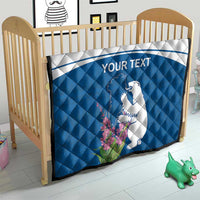 Personalized Greenland National Day Quilt Polar Bear With Dwarf Fireweed
