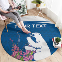 Personalized Greenland National Day Round Carpet Polar Bear With Dwarf Fireweed