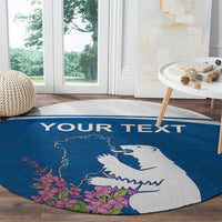Personalized Greenland National Day Round Carpet Polar Bear With Dwarf Fireweed