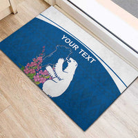 Personalized Greenland National Day Rubber Doormat Polar Bear With Dwarf Fireweed