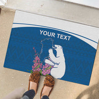 Personalized Greenland National Day Rubber Doormat Polar Bear With Dwarf Fireweed
