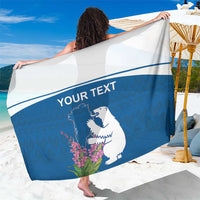 Personalized Greenland National Day Sarong Polar Bear With Dwarf Fireweed