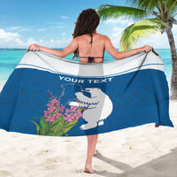 Personalized Greenland National Day Sarong Polar Bear With Dwarf Fireweed