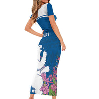 Personalized Greenland National Day Short Sleeve Bodycon Dress Polar Bear With Dwarf Fireweed