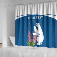 Personalized Greenland National Day Shower Curtain Polar Bear With Dwarf Fireweed