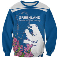 Personalized Greenland National Day Sweatshirt Polar Bear With Dwarf Fireweed