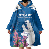 Personalized Greenland National Day Wearable Blanket Hoodie Polar Bear With Dwarf Fireweed