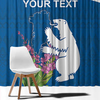 Personalized Greenland National Day Window Curtain Polar Bear With Dwarf Fireweed