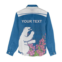 Personalized Greenland National Day Women Casual Shirt Polar Bear With Dwarf Fireweed