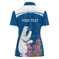 Personalized Greenland National Day Women Polo Shirt Polar Bear With Dwarf Fireweed