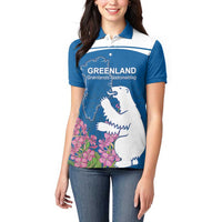 Personalized Greenland National Day Women Polo Shirt Polar Bear With Dwarf Fireweed