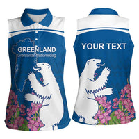 Personalized Greenland National Day Women Sleeveless Polo Shirt Polar Bear With Dwarf Fireweed